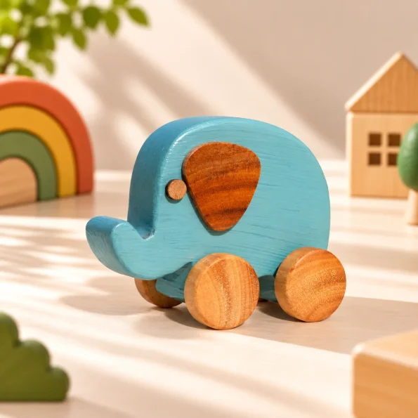Wooden Wheel Elephant