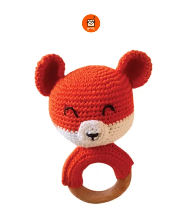 Wooden Crochet Teether and Rattle